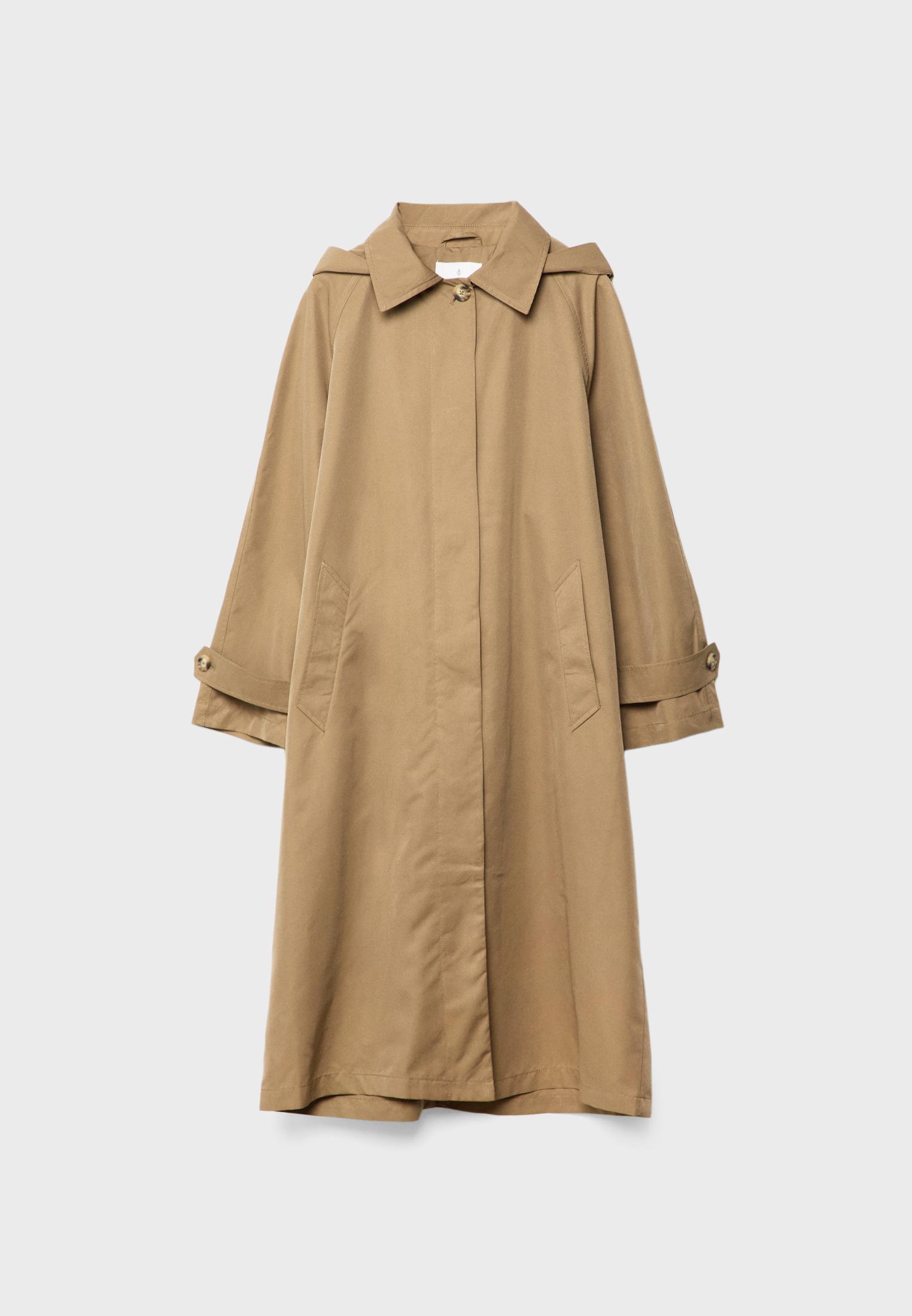 Long women's trench coat with hood hotsell