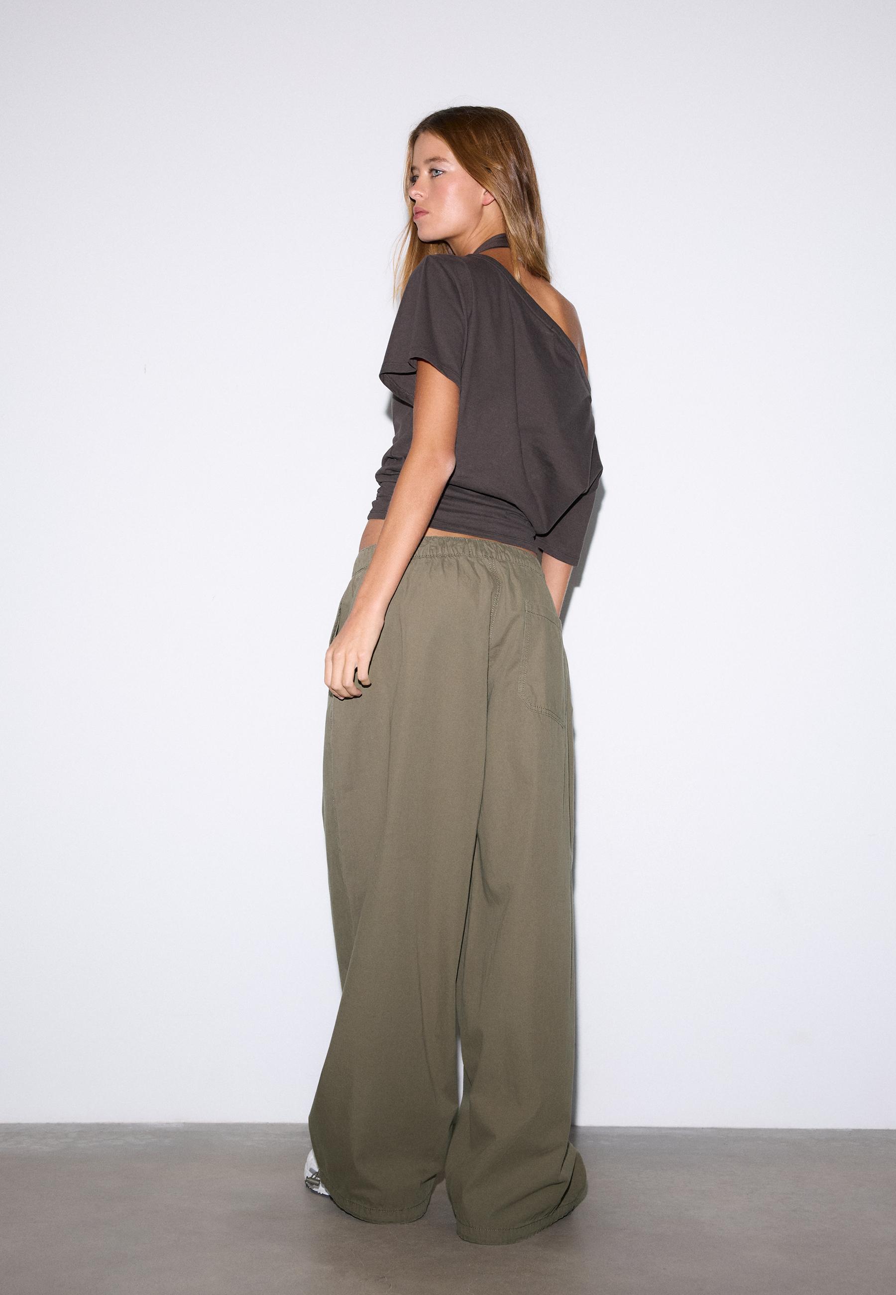 Stoperli poplin barrel pantolon - Görsel 12