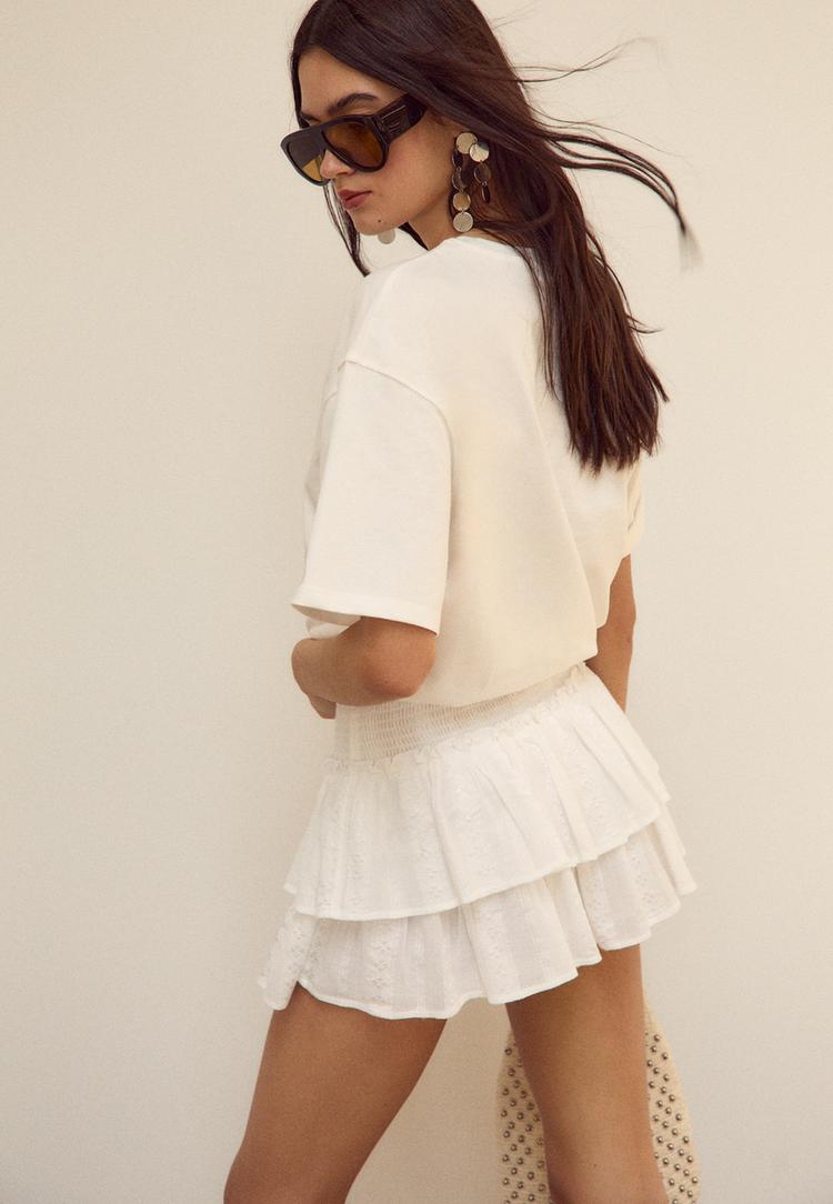 falda pantalon fluida volantes