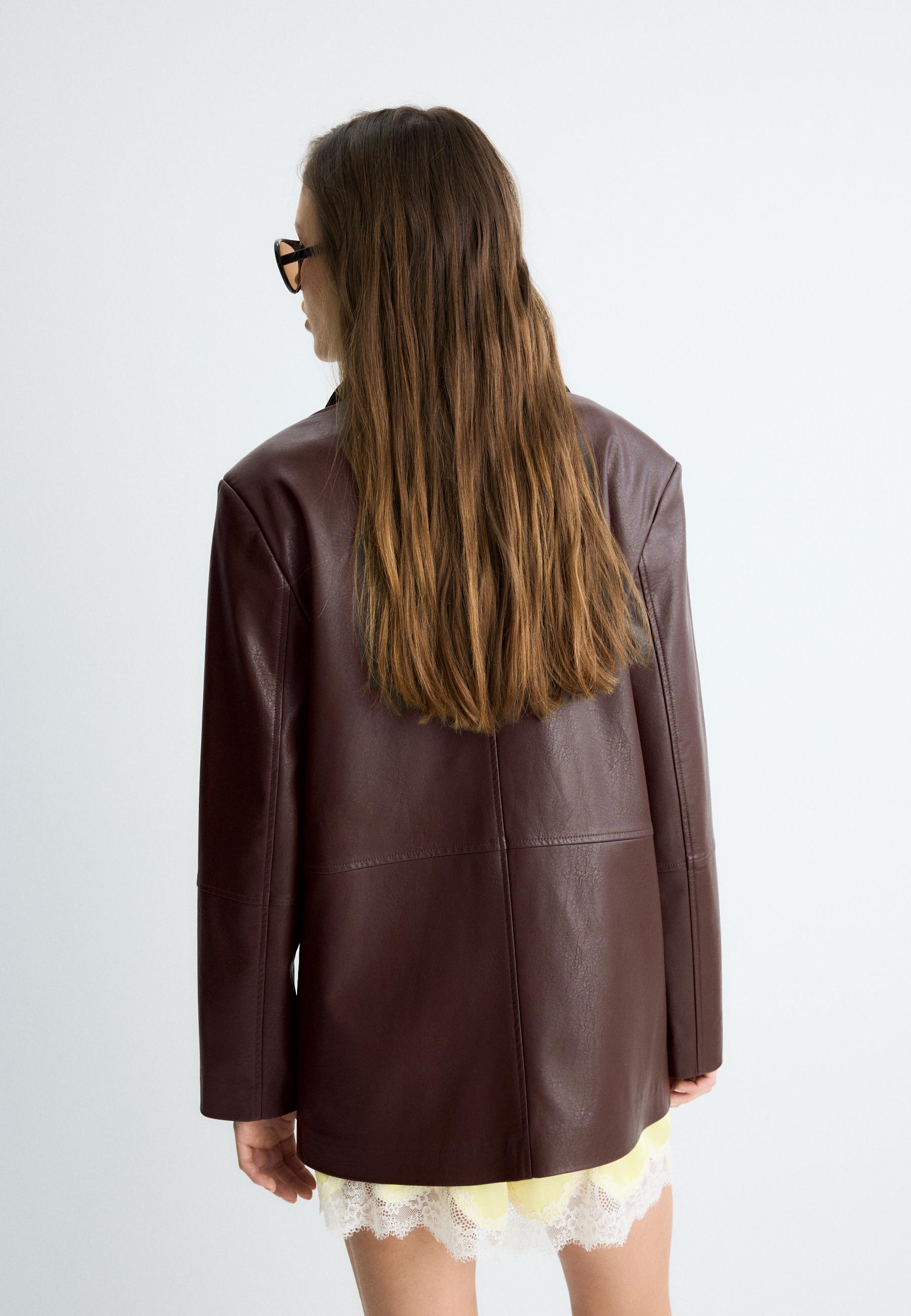 Faux leather blazer — Brown