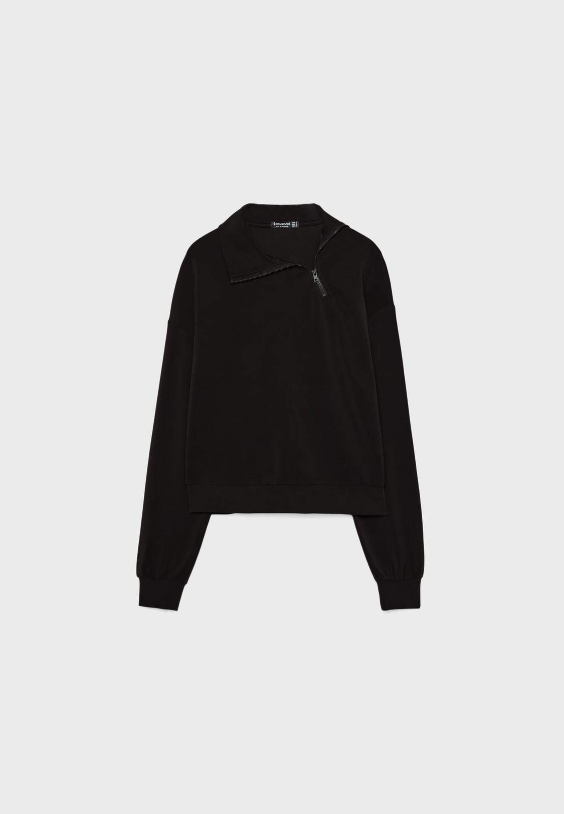 Sweat Pull Noir Zara Pour Femme - Taille S - Manches Ballon