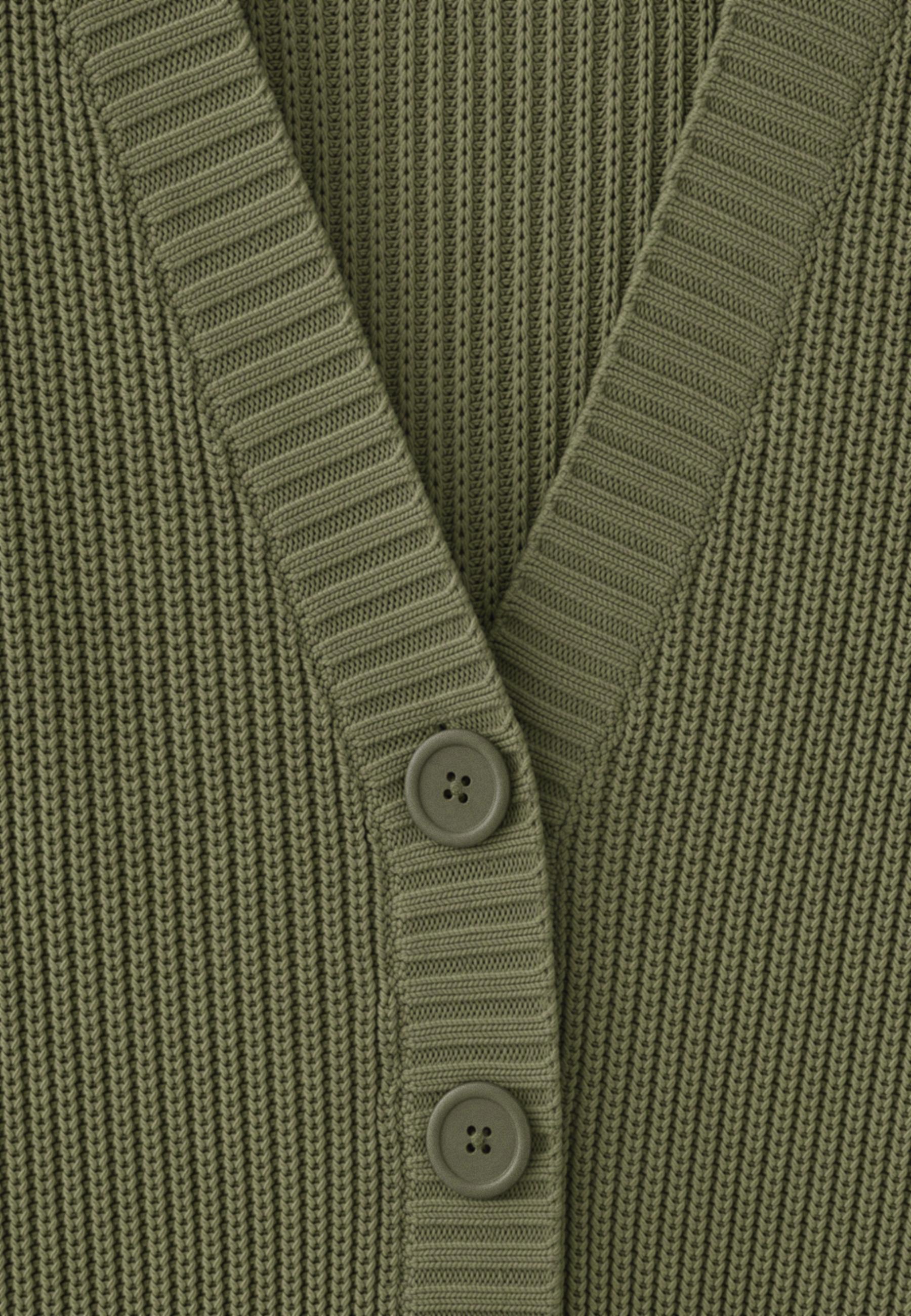 V-neck knit cardigan — Khaki