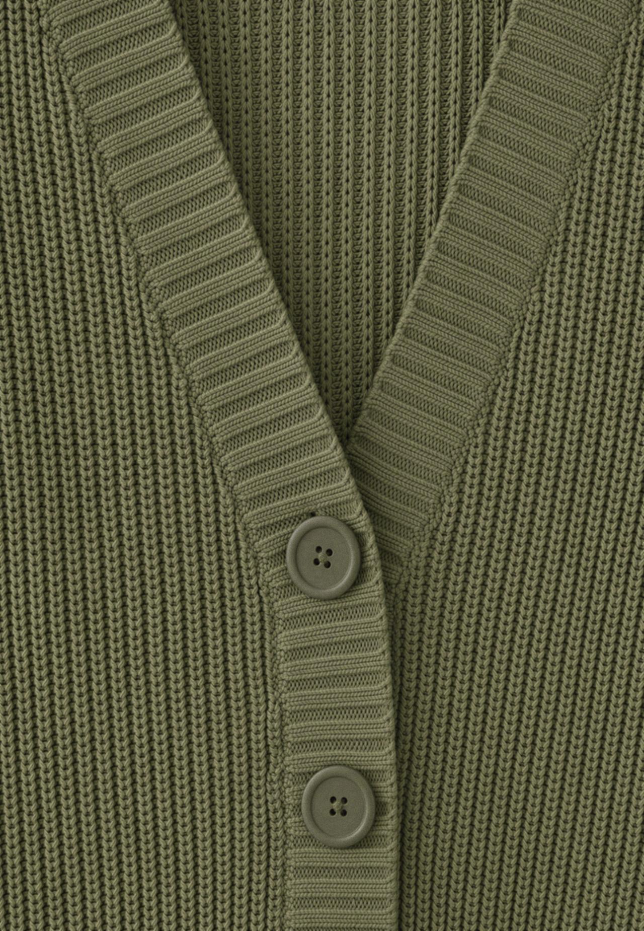 V-neck knit cardigan — Khaki