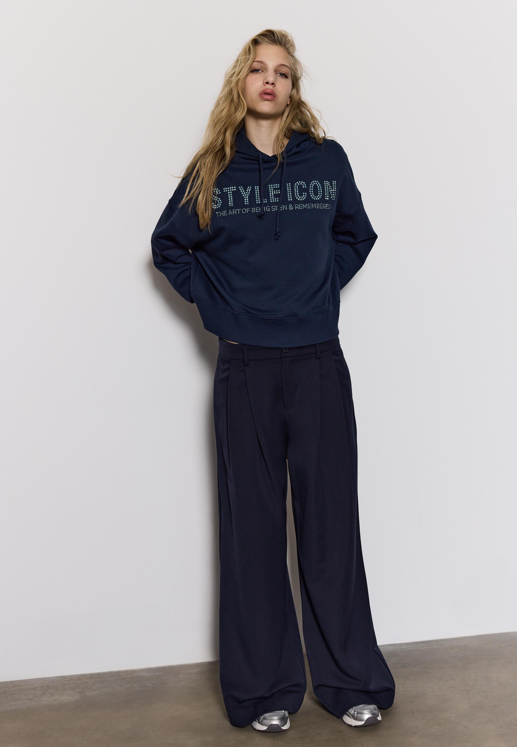 Hoodie with rhinestones — Navy blue