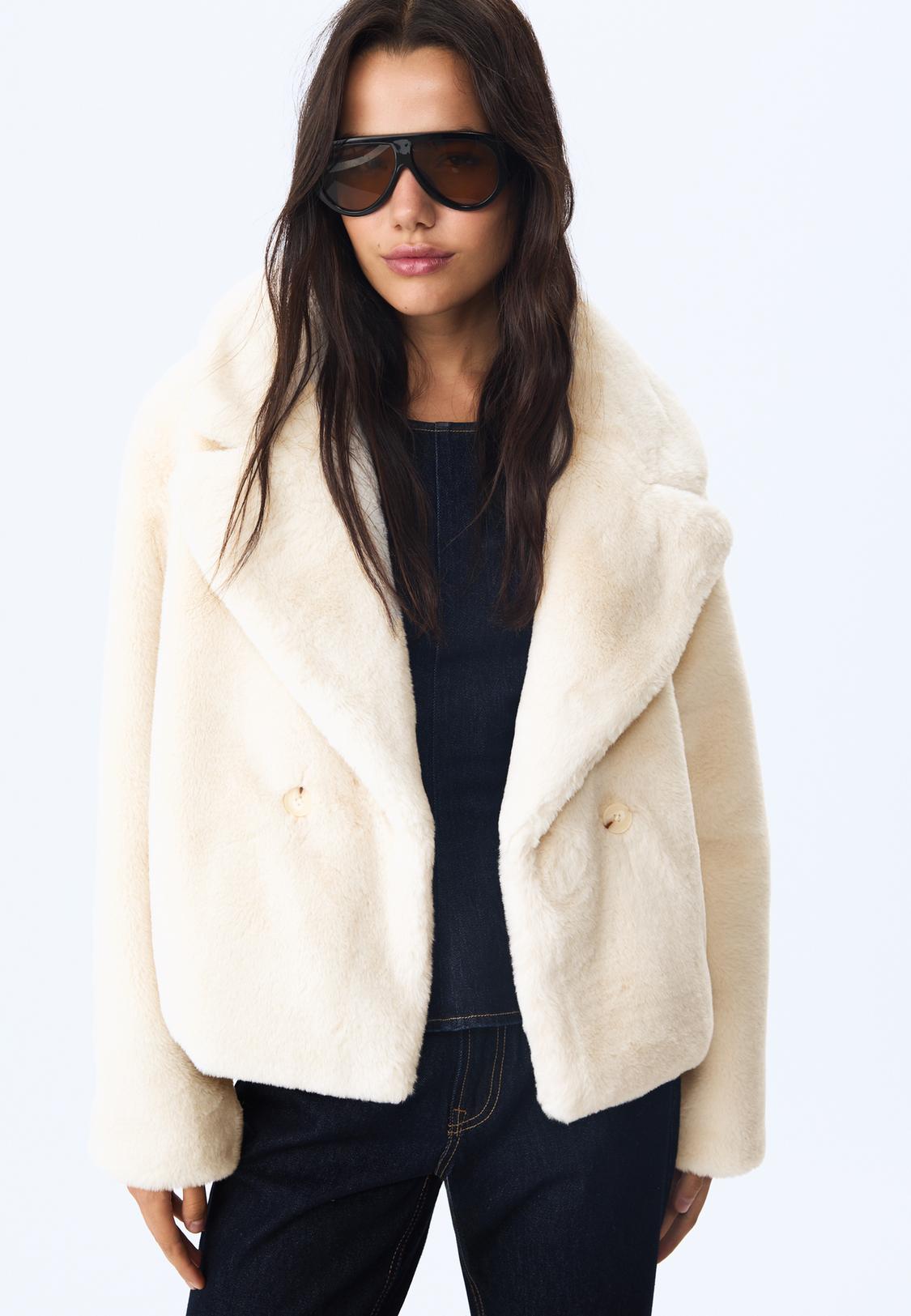 Stradivarius Manteau Fausse Fourrure Style Biker Stradivarius