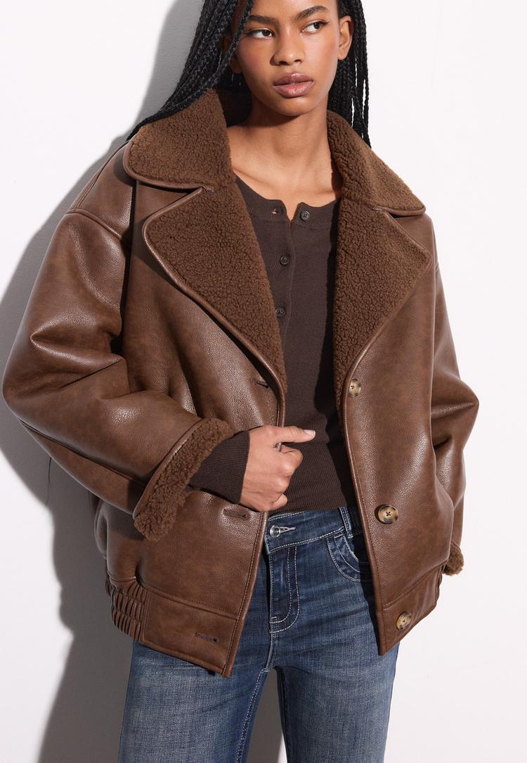 regular kesim suni deri ceket