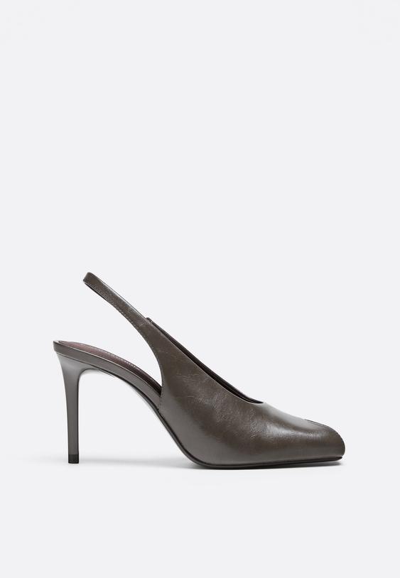Stradivarius Εξώφτερνες Γόβες Peep Toe Γκρι 39