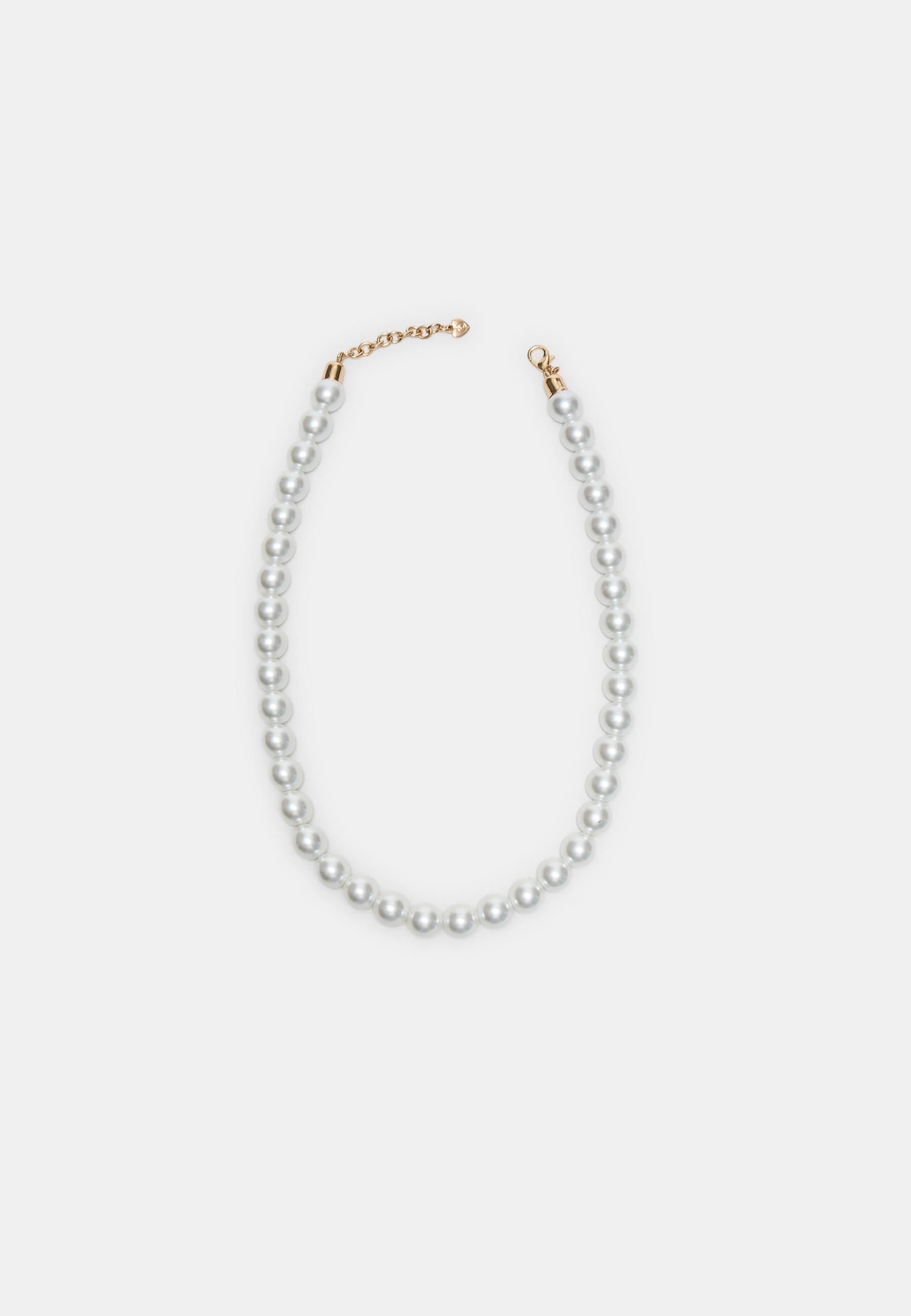 Faux pearl necklace — Gold