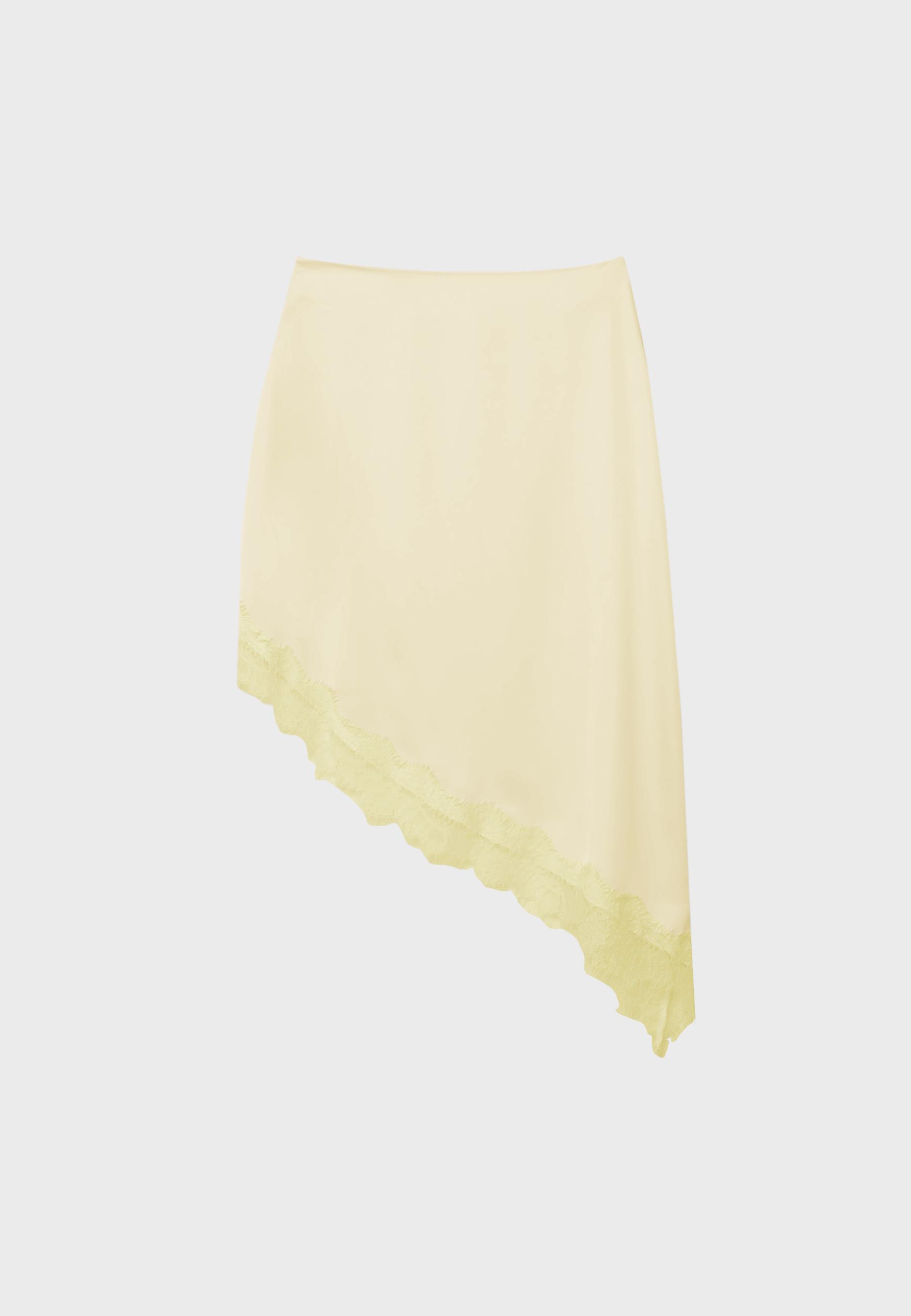 Satin asymmetric skirt — Pastel yellow