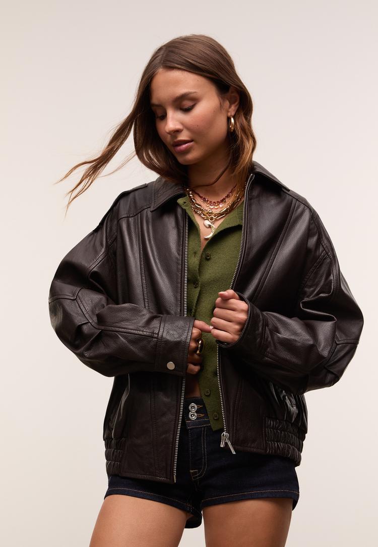 cazadora oversize piel
