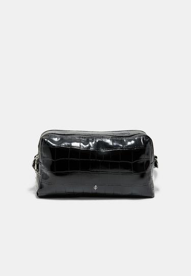 Coconut-effect rectangular crossbody bag — Black 1