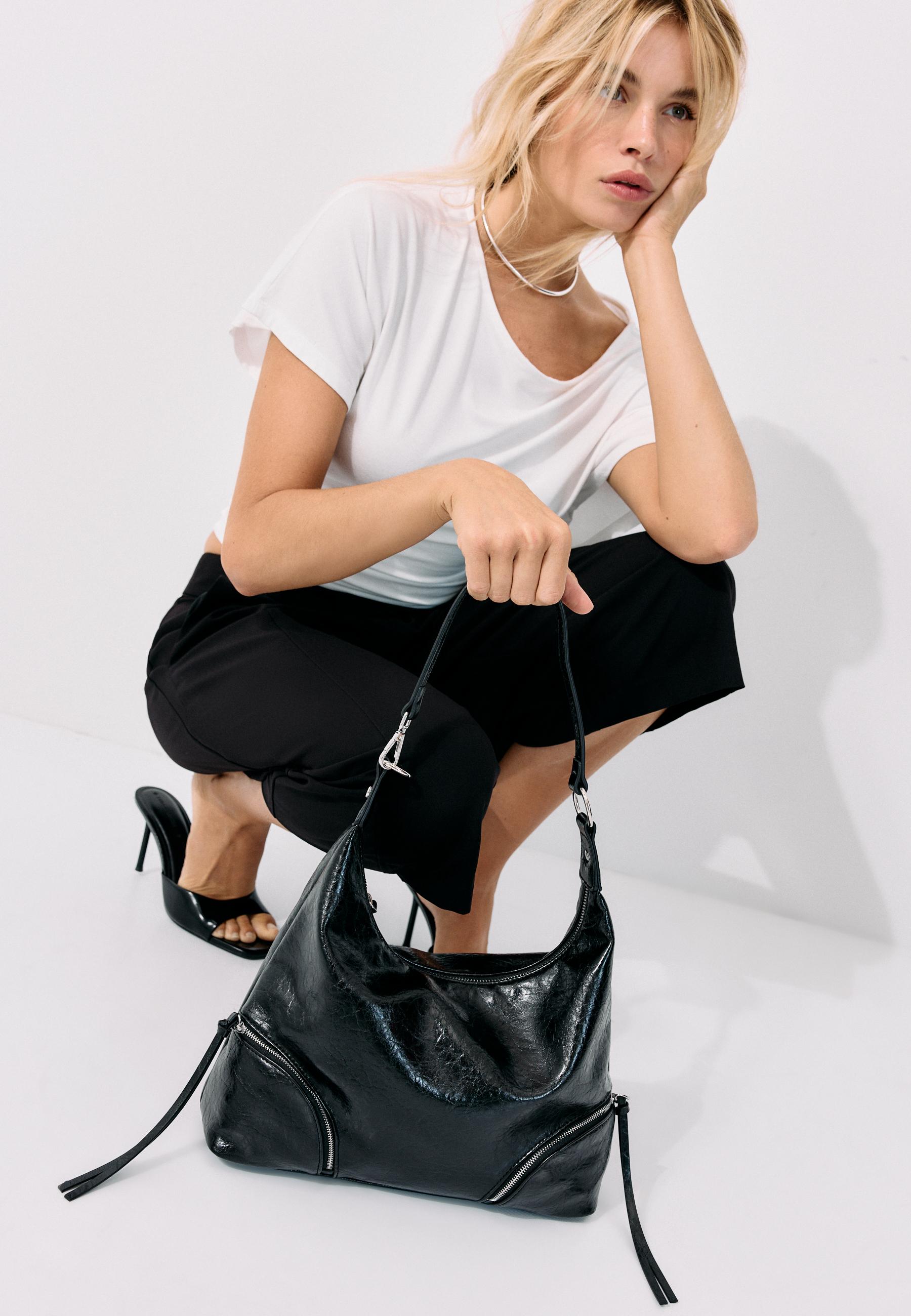 Shoulder bag with zips — Black