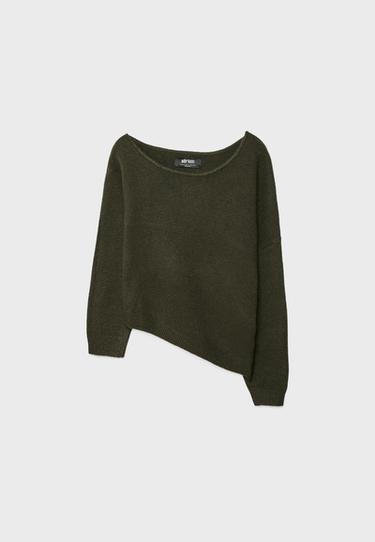 Asymmetric knit jumper — Brown 7