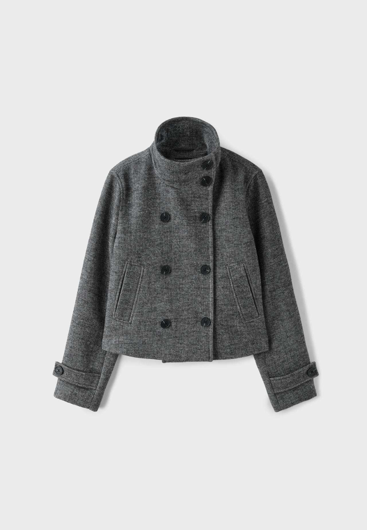High neck wool-blend jacket — Dark grey