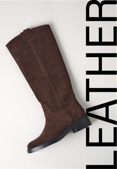 Flat leather equestrian boots — BROWN 5