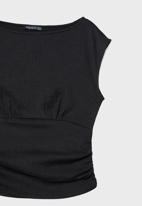 Buruşuk dokulu kısa kollu t-shirt_9
