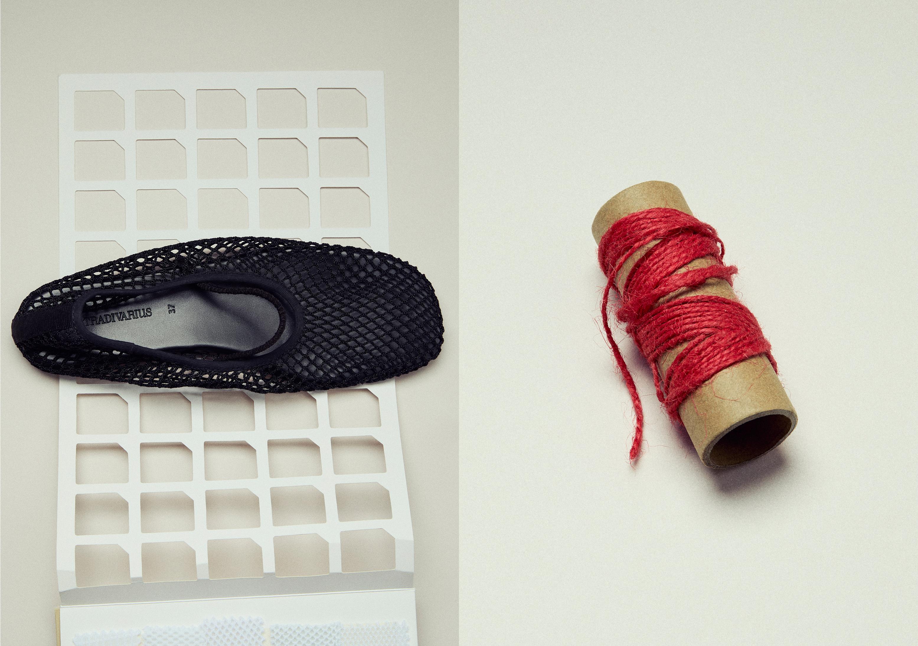 Mesh strap ballet flats — BLACK