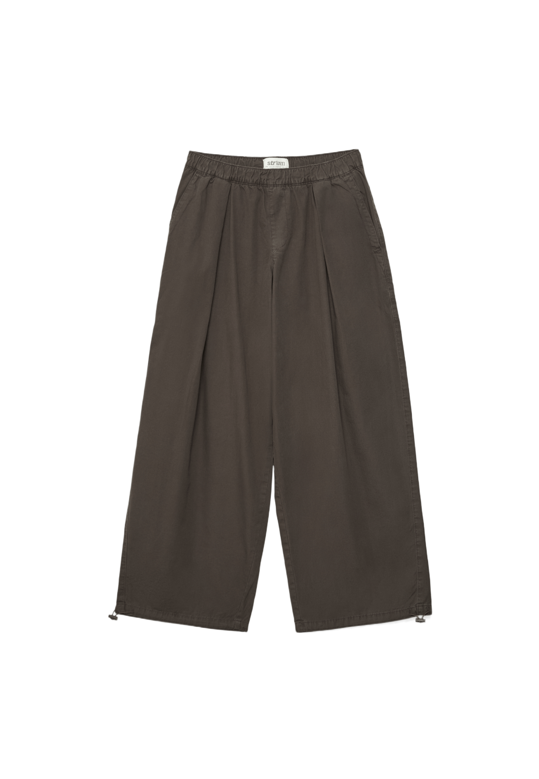 Barrel poplin trousers with stoppers — Brown