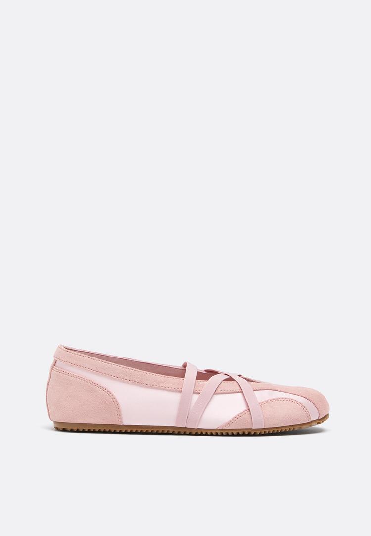 Stradivarius Sneakerinas Με Σταυρωτά Λουράκια Ροζ 41
