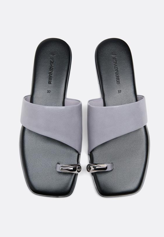 Stradivarius Flat Slider Sandals Blue 7