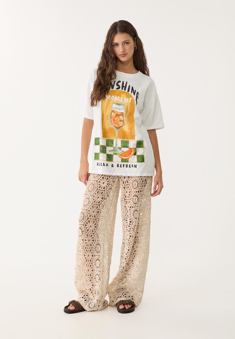 camiseta oversize heavy cotton estampado
