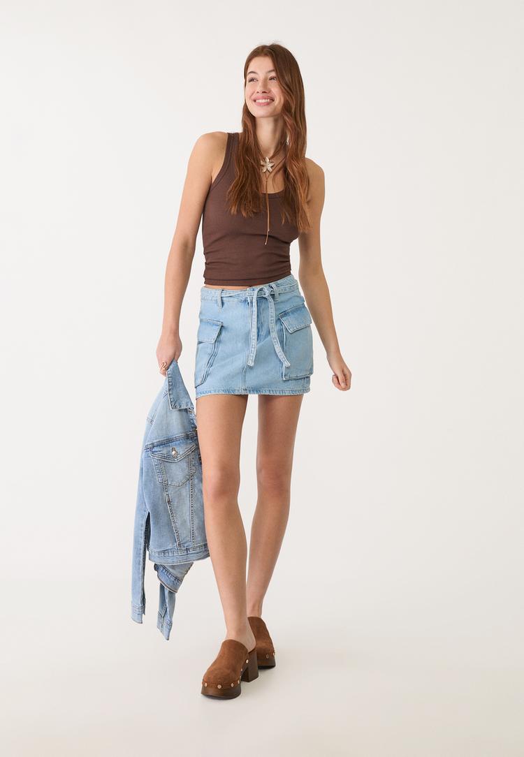 d66 falda mini cargo denim