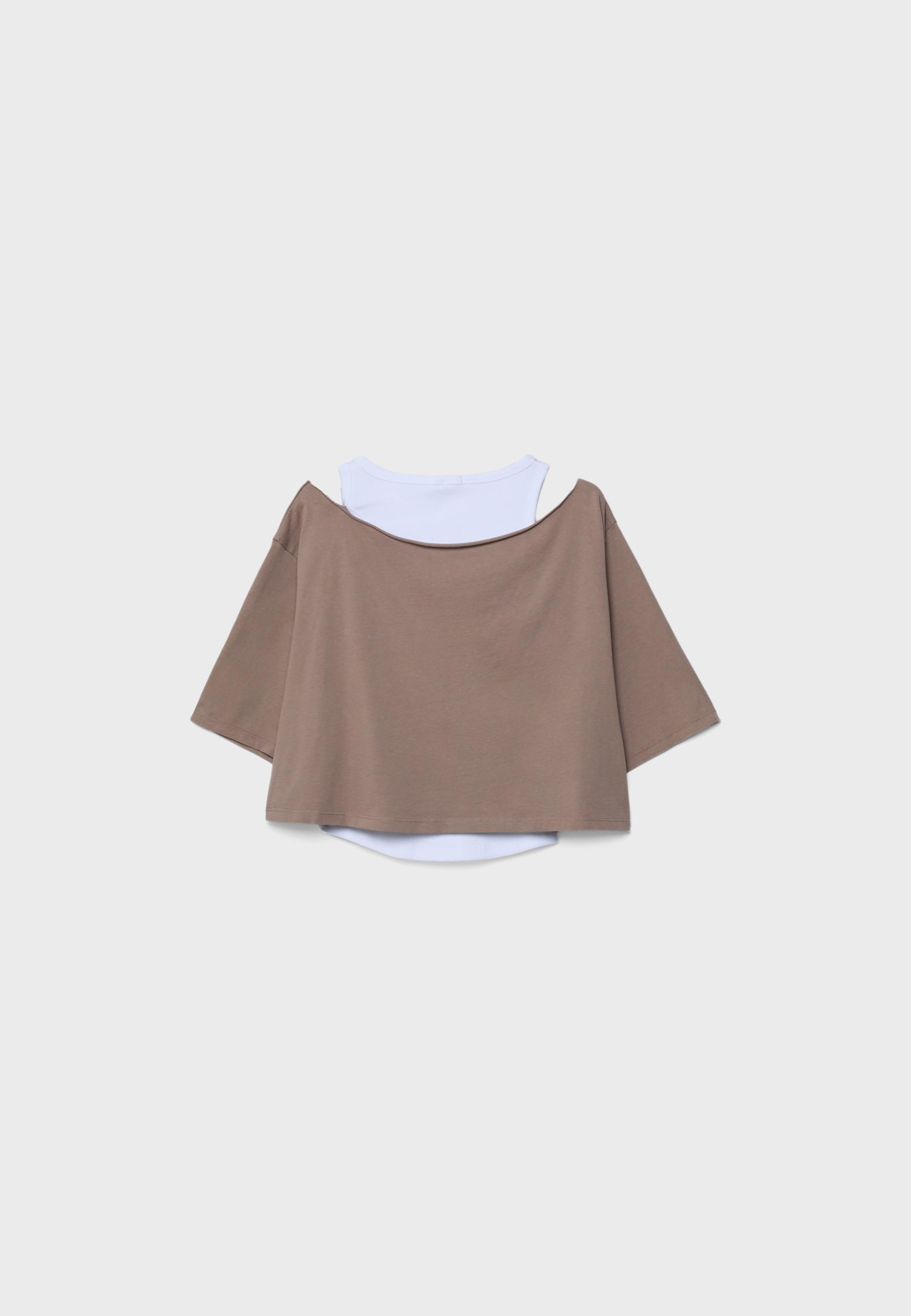 Double placement T-shirt — Beige