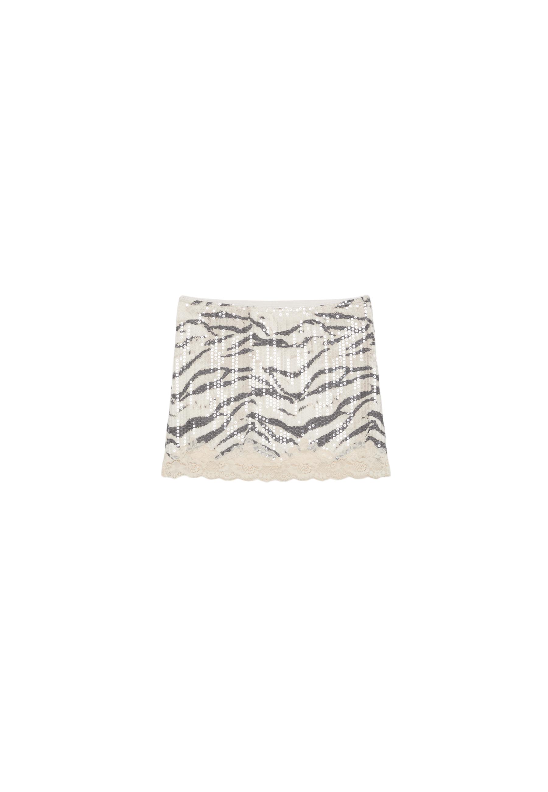 Sequin mini skirt — Stone