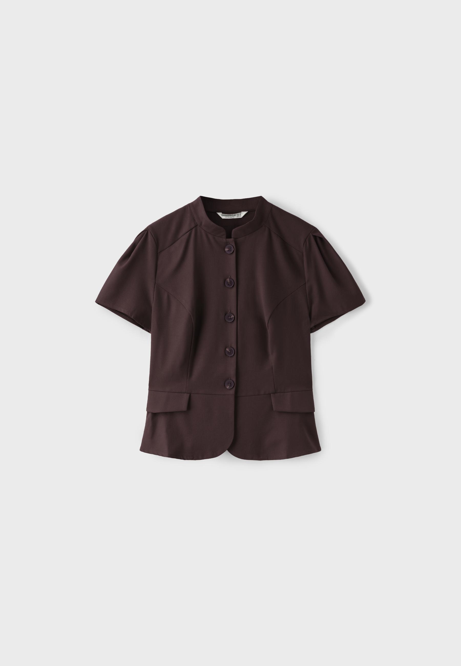 Fitted short sleeve shirt — Brown