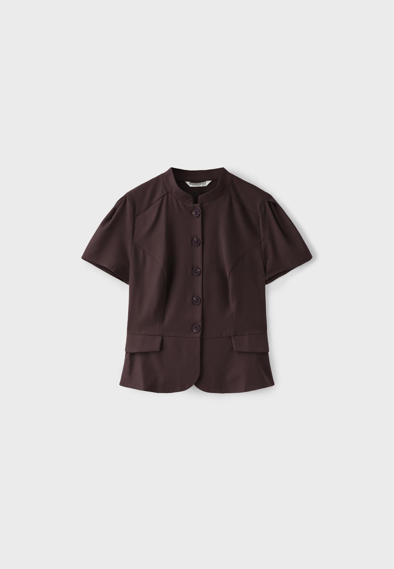 Fitted short sleeve shirt — Brown