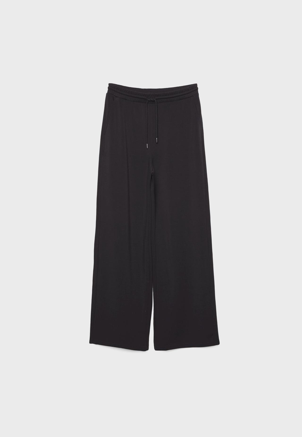 Soft-touch palazzo jogger trousers — Black