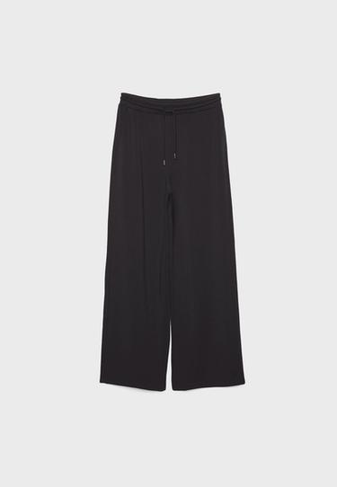 Soft-touch palazzo jogger trousers — Black 5