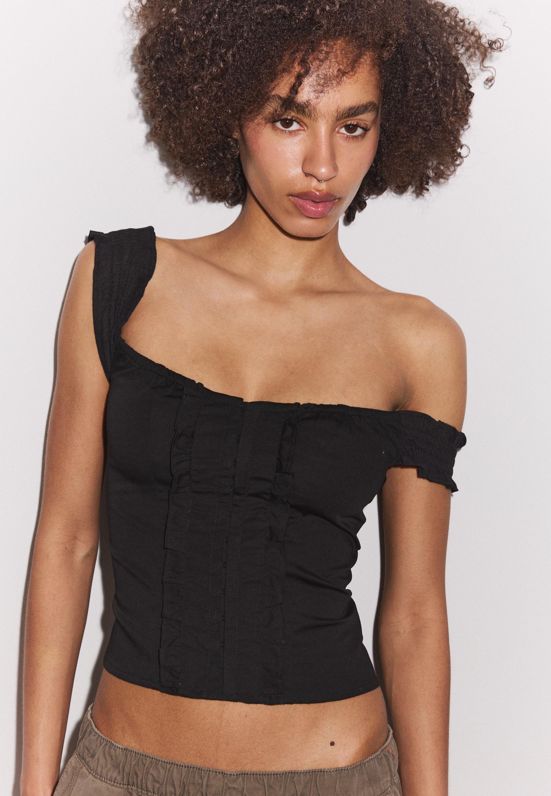 Ruffled corset top — Black
