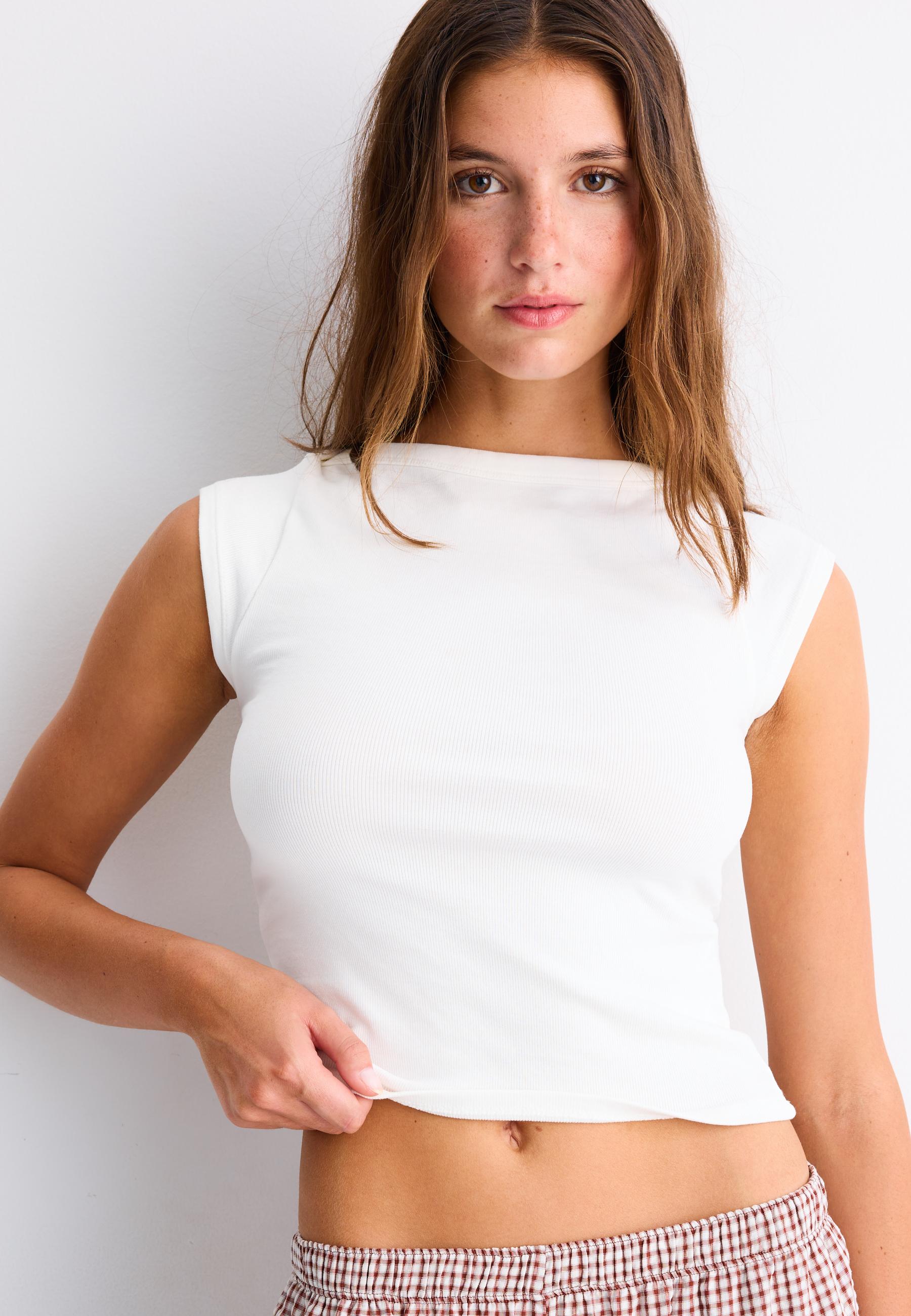 Basic boat neck T-shirt — Ecru