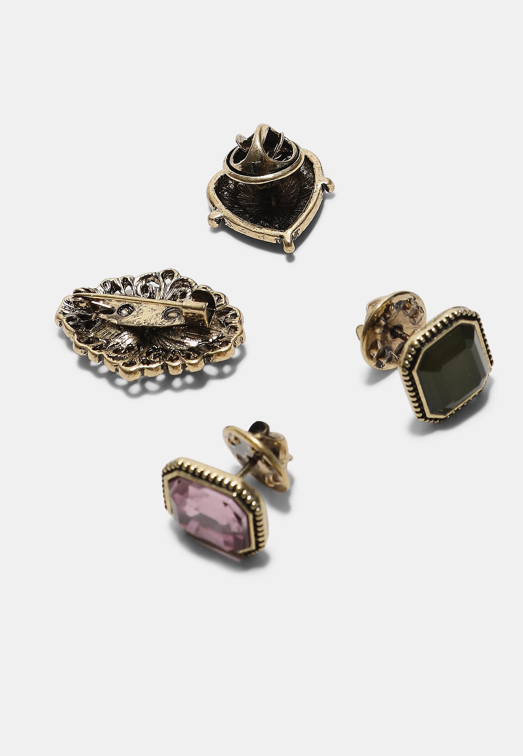 Set of 8 jewel brooches — Khaki