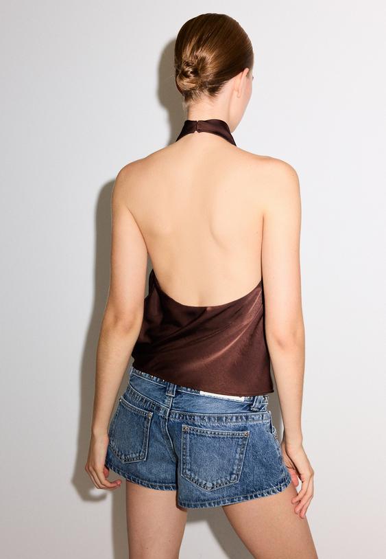 satin effect halter top