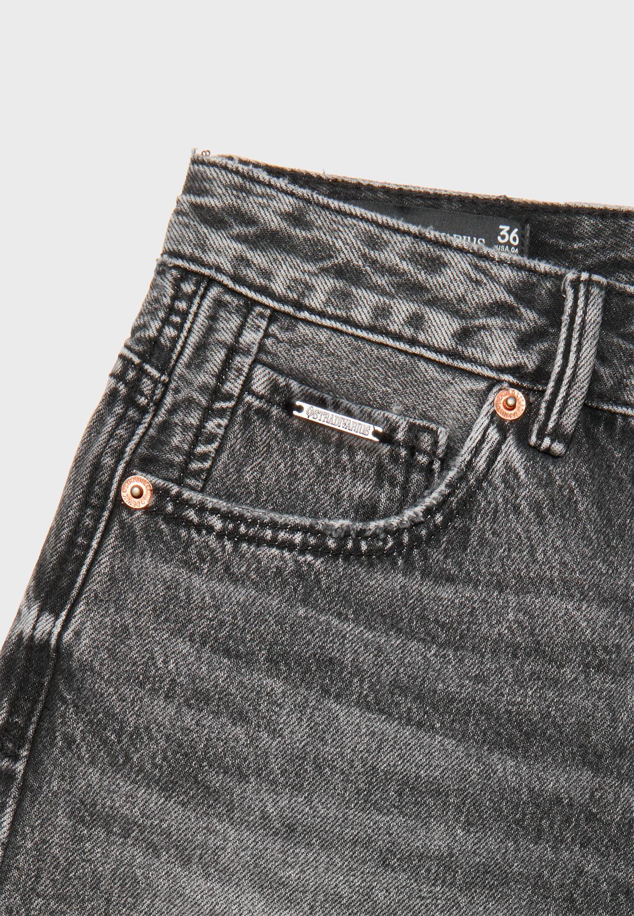 D93 Longline shorts — BLACK DENIM WASH