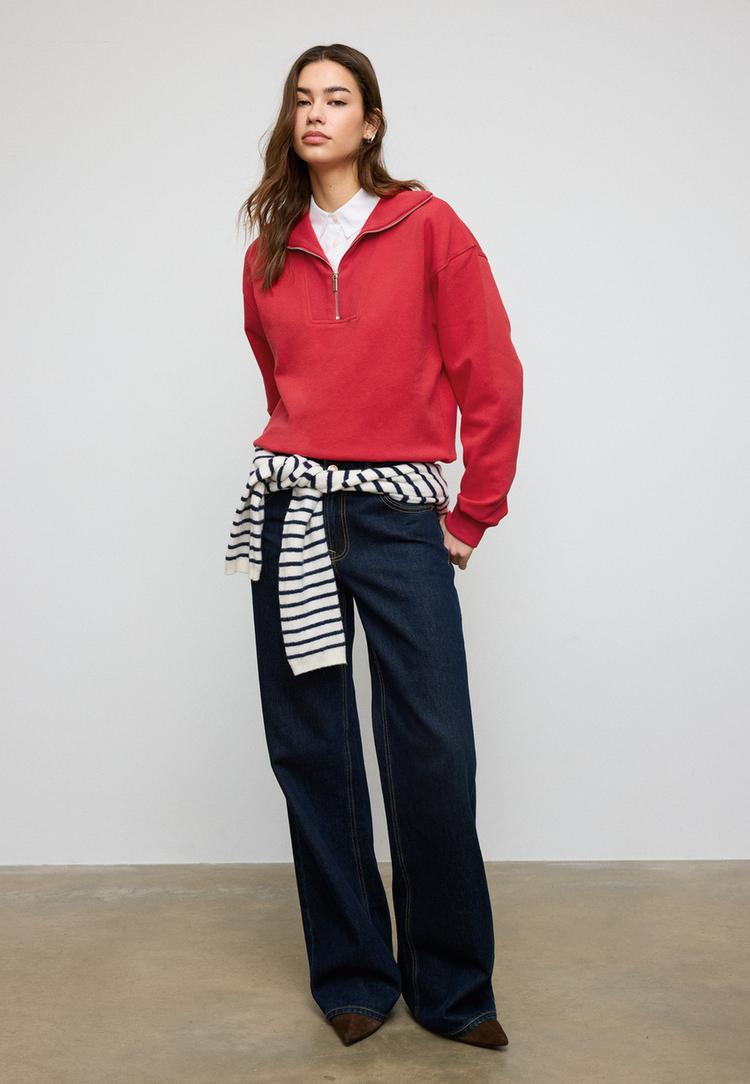 Stradivarius High-neck sweatshirt with zip  Red XS (STRADIVARIUS)