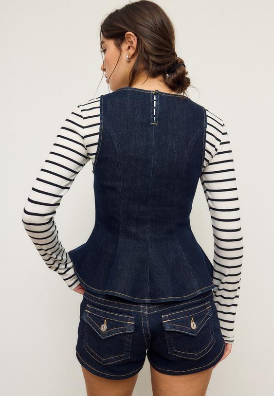 top denim basque sans manches