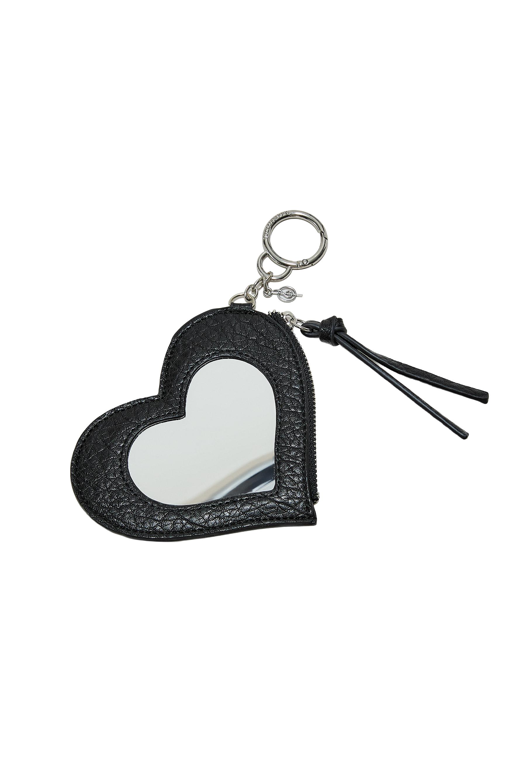 Heart mirror purse charm keyring — Black