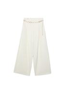 Saten yüzeyli zincir detaylı pensli pantolon - Görsel 4