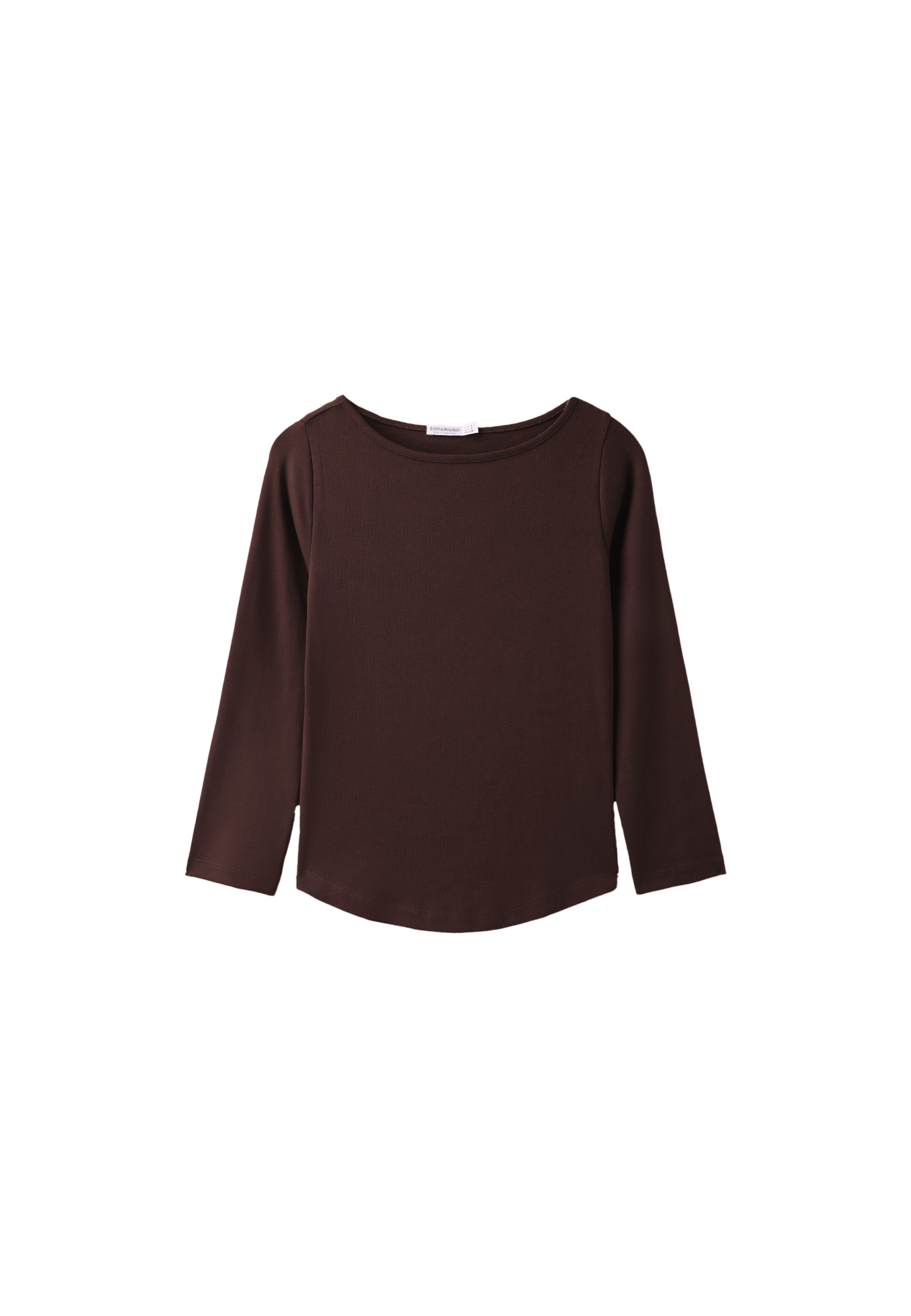 Boat neck basic T-shirt — Brown