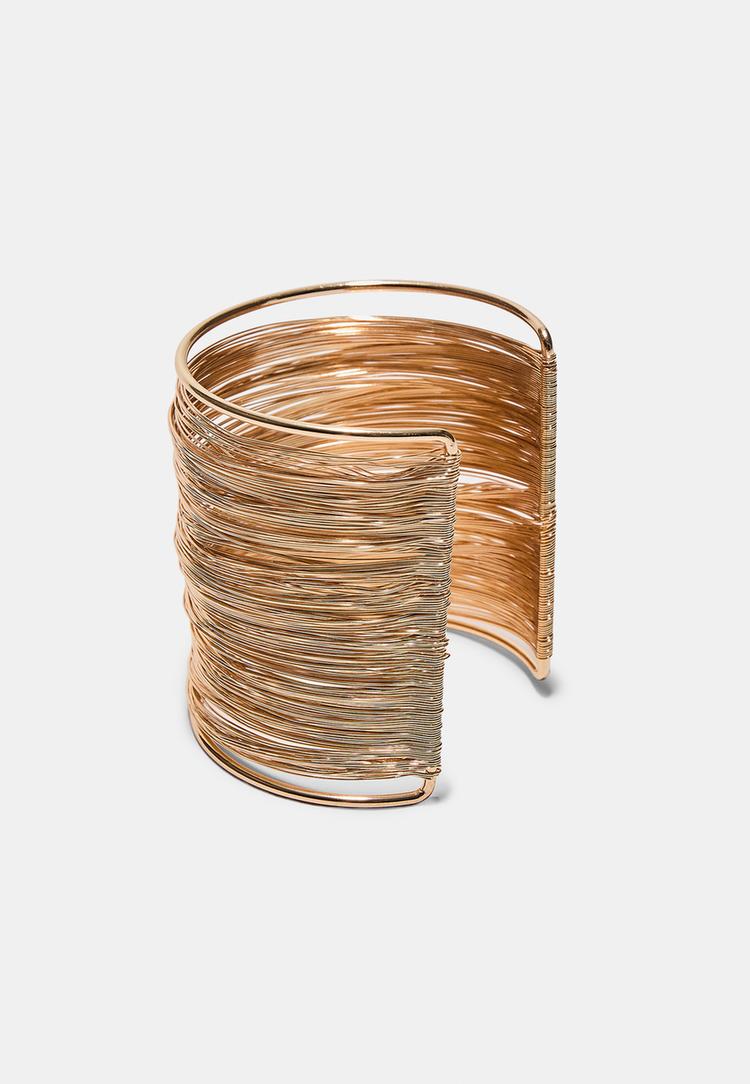 Stradivarius Βραχιόλι-Μανσέτα Με Πολλά Νήματα Χρυσαφί Os φωτογραφία