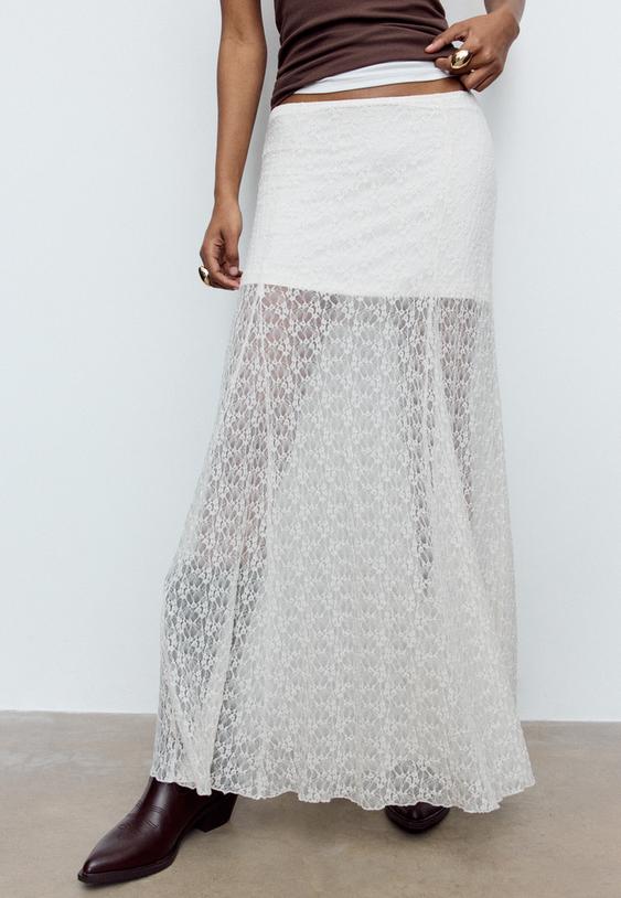 falda midi encaje