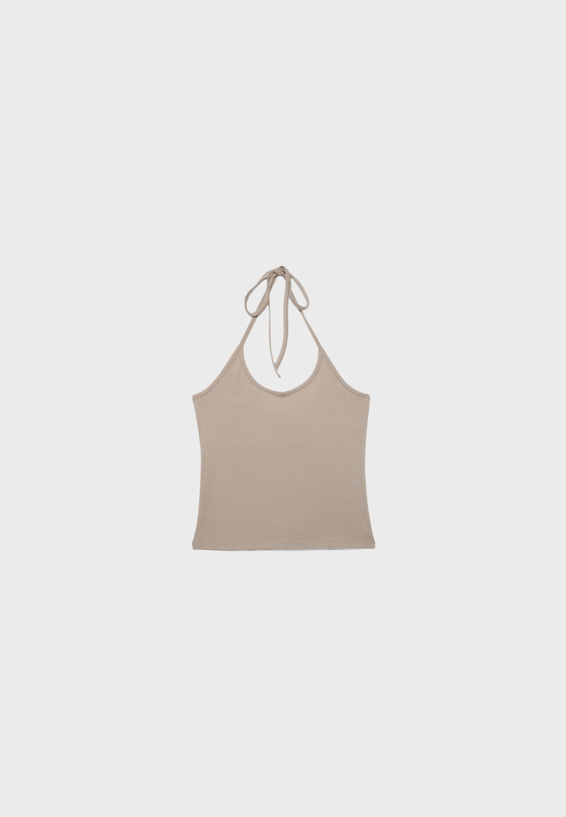 Knit halter top — Beige