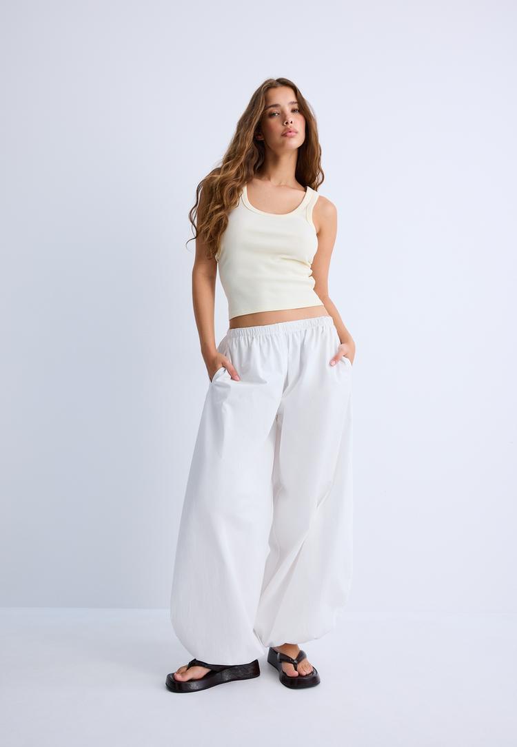 Stradivarius Tricou Din Bumbac Cu Spate Tip Înotător Galben Pastel Xs