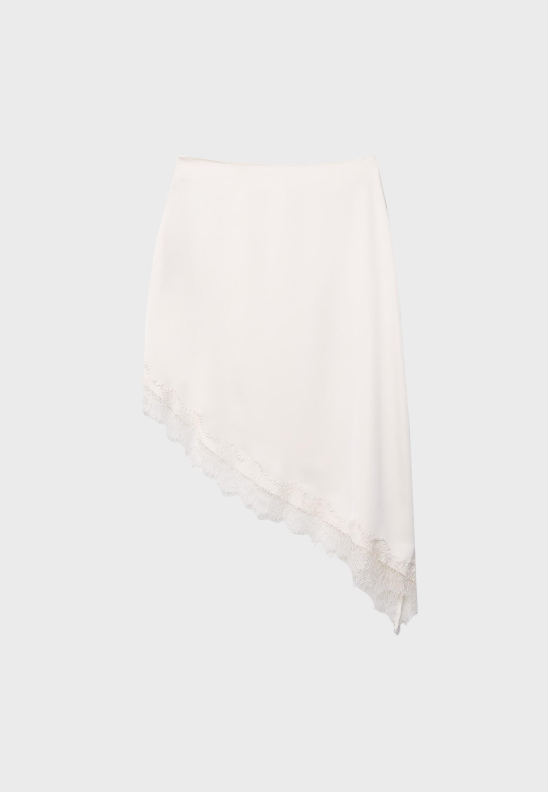 Sateen asymmetric skirt — Ecru