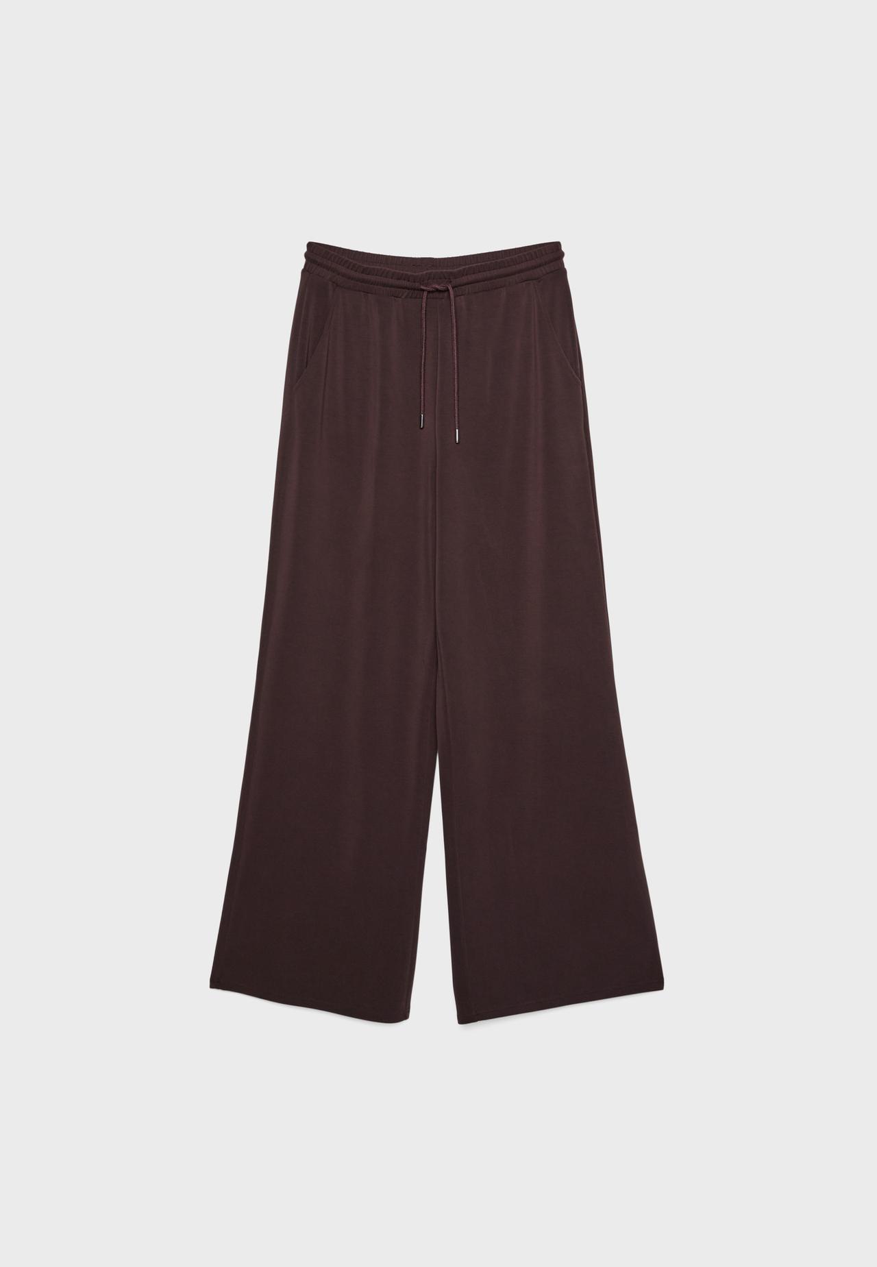 Soft-touch palazzo joggers — Brown