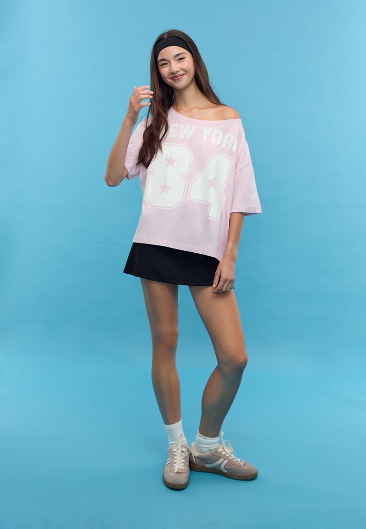 t shirt met print en boothals