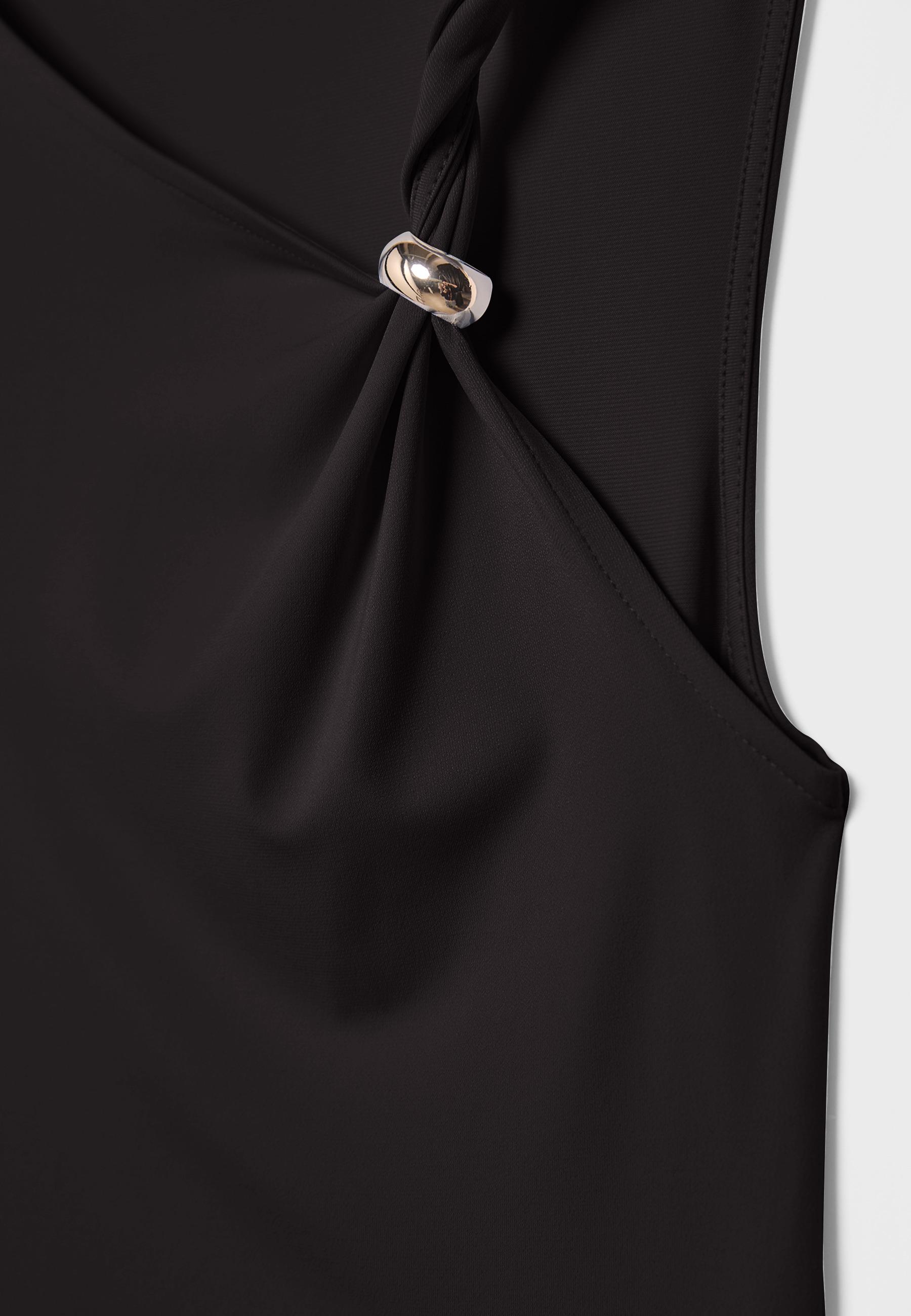 Asymmetric T-shirt with metal buckle — Black